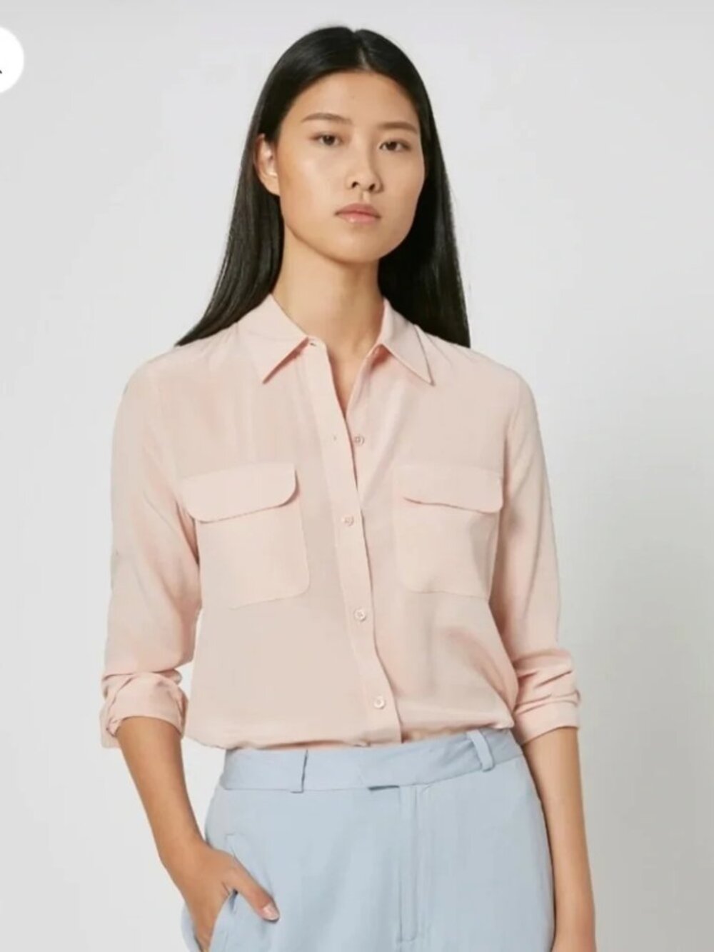 NWOT Equipment Femme Pale Pink 100% Silk Signature Shirt $315 Sz Small